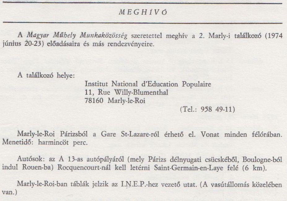 Emigráns > ajánló > Magyar Műhely Munkaközösség > 2