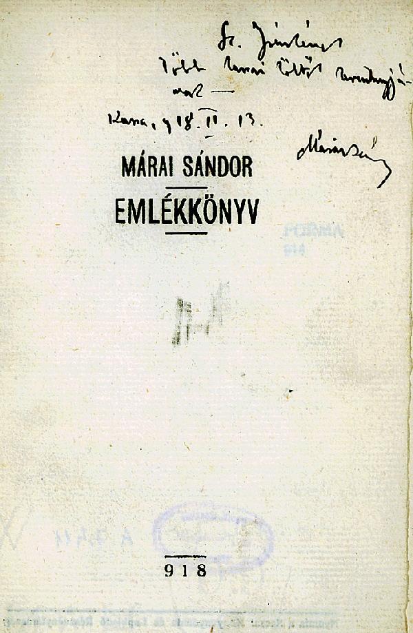 Emlékkönyv, 1918
