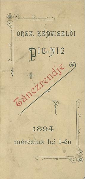 Országgyűlési Képviselői pic-nic táncrendje (1894. március 1.)